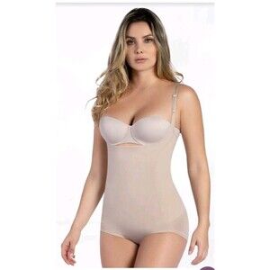 Curveez Womens Sz XL Ultra Shaping Hip Hugger Bodysuit Nude CUR1515 Slimming